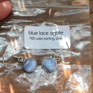 Blue lace agate 925 Sterling silver earrings